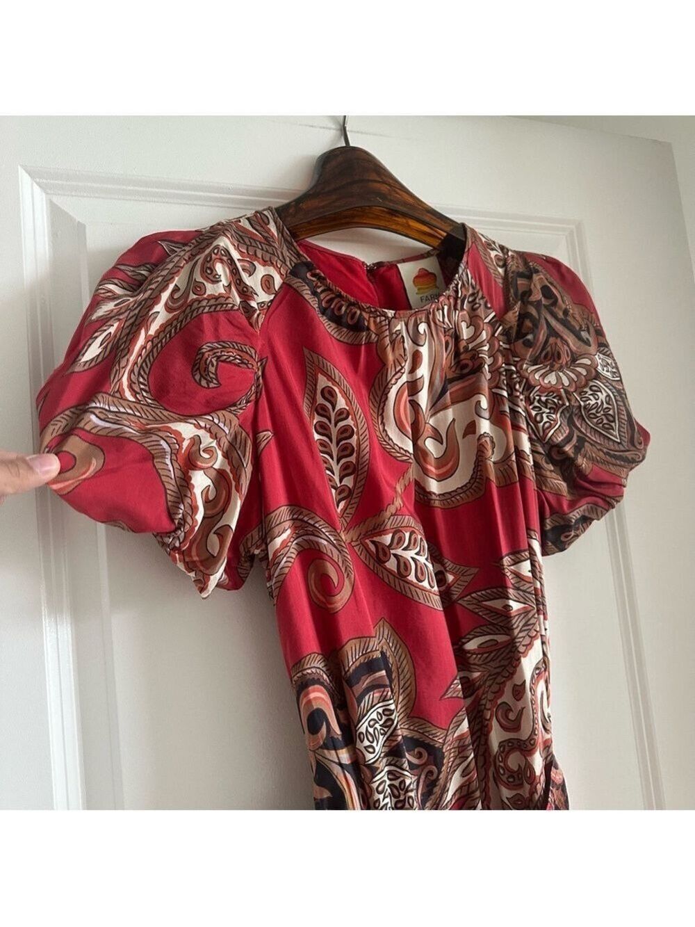 Farm Rio Leopard Paisley Burgundy Mini Dress - Picture 3 of 9